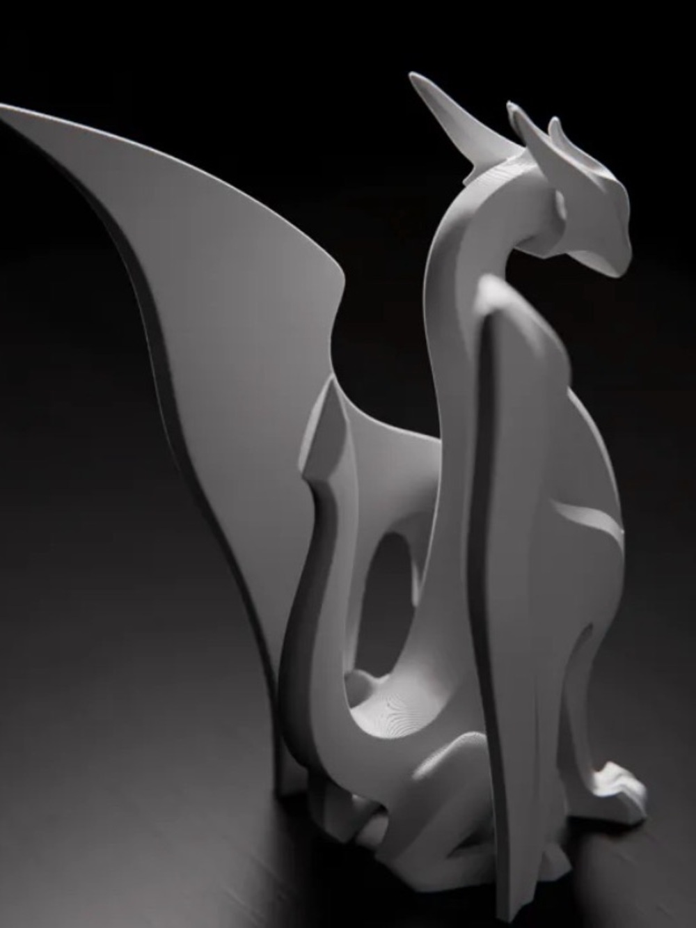 Sculpted White Dragon Figurine - Home Art 140 cm hight 3d print